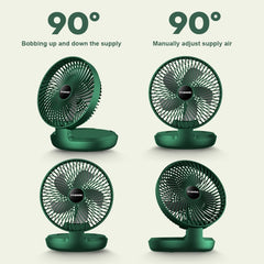 Folding Office Desktop Household Portable Small Fan, 8 inch White, 8 inch Green