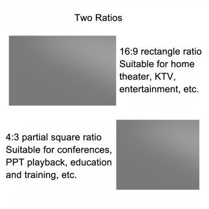 Folding Metal Anti-Light HD Projection Curtain, Size:, 60 inch 16:9 133x75cm, 72 inch 16:9 159x90cm, 84 inch 16:9 186x105cm, 92 inch 16:9 199x112cm, 100 inch 16:9 221x125cm, 110 inch 16:9 250x140cm, 120 inch 16:9 266x148cm, 130 inch 16:9 290x160cm     ...