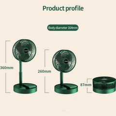 Portable Folding Fan  Retractable Floor Standing Fan,Style:, Rechargeable (White), Rechargeable (Green), USB Plug In  (White), USB Plug In (Green)