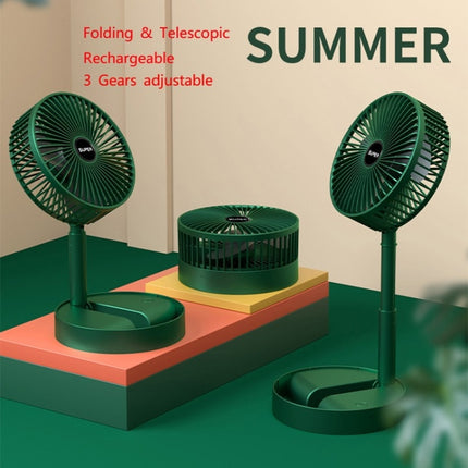 Portable Folding Fan  Retractable Floor Standing Fan,Style:, Rechargeable (Green), USB Plug In (Green)