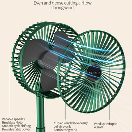 Portable Folding Fan  Retractable Floor Standing Fan,Style:, Rechargeable (Green), USB Plug In (Green)