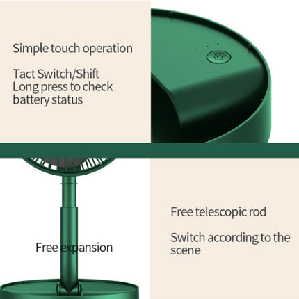 Portable Folding Fan  Retractable Floor Standing Fan,Style:, Rechargeable (Green), USB Plug In (Green)