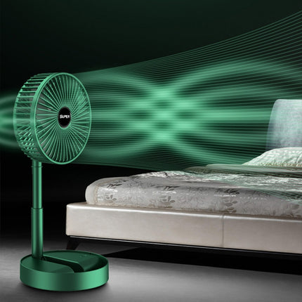 Portable Folding Fan  Retractable Floor Standing Fan,Style:, Rechargeable (Green), USB Plug In (Green)