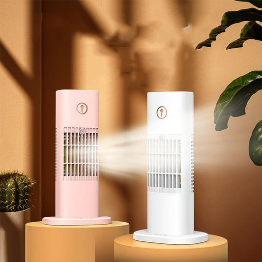 D3 Home USB Air Cooler Add Water Desktop Tower Fan Humidification Spray Fan, Pink, White