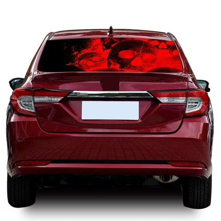 D-954 Flame Skeleton Rear Window Pattern Sticker Truck SUV Behind Wind Glass Stickers, D-954 Red
