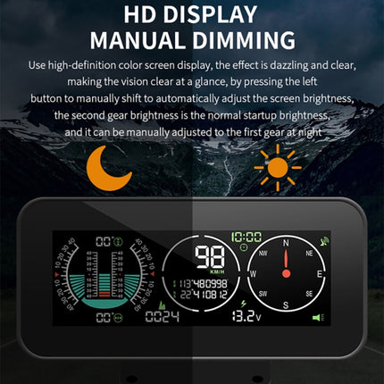 Car HUD Level Slope GPS Compass Altitude Display