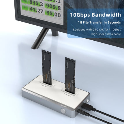 Usb 3.2 Gen2 Dual M.2 Solid State Drive Box Nvme Docking Station ,