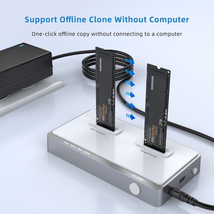 Usb 3.2 Gen2 Dual M.2 Solid State Drive Box Nvme Docking Station ,