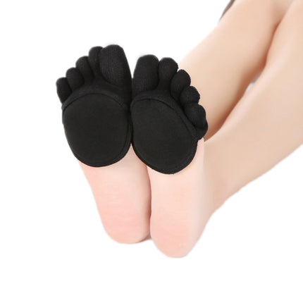 Pair Anti-Friction Half Palm Sponge Invisible Five-Finger Socks, All Fingers Black, All Fingers Flesh Color, Half Fingers Flesh Color