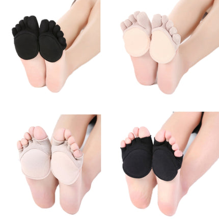Pair Anti-Friction Half Palm Sponge Invisible Five-Finger Socks, All Fingers Black, All Fingers Flesh Color, Half Fingers Flesh Color