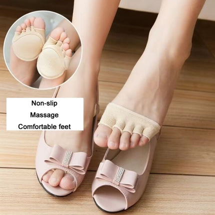 Pair Anti-Friction Half Palm Sponge Invisible Five-Finger Socks, All Fingers Black, All Fingers Flesh Color, Half Fingers Flesh Color