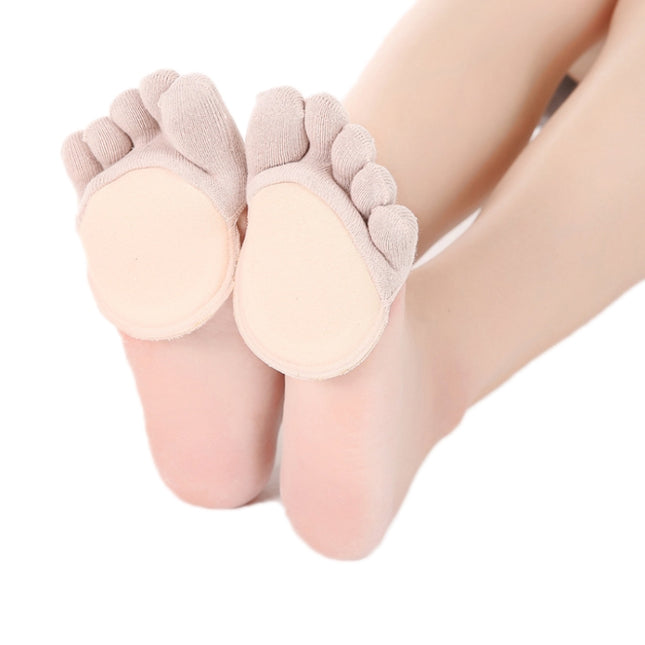 Pair Anti-Friction Half Palm Sponge Invisible Five-Finger Socks, All Fingers Black, All Fingers Flesh Color, Half Fingers Flesh Color