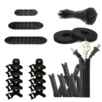 Desktop Data Cable Organizer Storage Winder Combination Set, 119 In 1, Zipper:126 In 1, Network Pipe:126 In 1