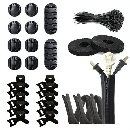 Desktop Data Cable Organizer Storage Winder Combination Set, 119 In 1, Zipper:126 In 1, Network Pipe:126 In 1