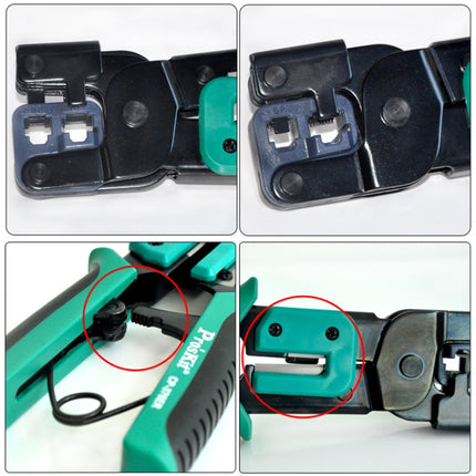 ProsKit Dual-purpose 6/8P Iron Handle Network Ratchet Crimping Plier, CP-376ER