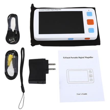5.0 inch Portable HD Electronic Vision Aid Low Vision Magnifying Glass Reader, US Plug, US Plug White, US Plug Black