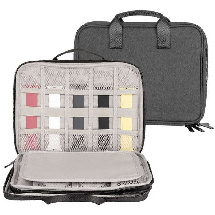 Portable Double-Layer Strap Storage Bag Data Cable Organizer Bag, Double-Layer Black, Double-Layer Grey