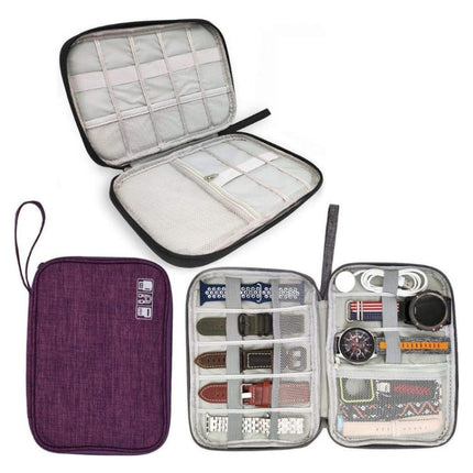 Travel Portable Strap Data Cable Storage Bag, Red, Purple, Grey, Navy Blue, Black