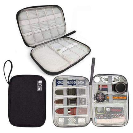Travel Portable Strap Data Cable Storage Bag, Red, Purple, Grey, Navy Blue, Black