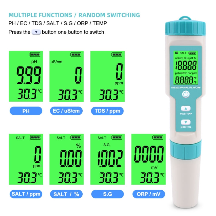 C-600A 7 In 1 Temperature/Salinity/PH/TDS/EC/ORP/SG Monitoring Pen, C-600A
