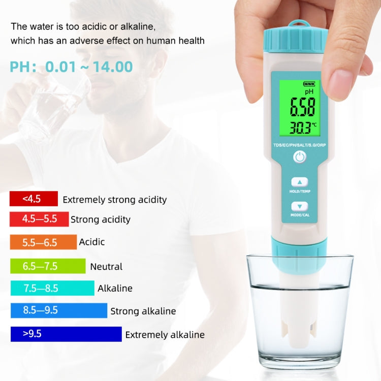 C-600A 7 In 1 Temperature/Salinity/PH/TDS/EC/ORP/SG Monitoring Pen, C-600A