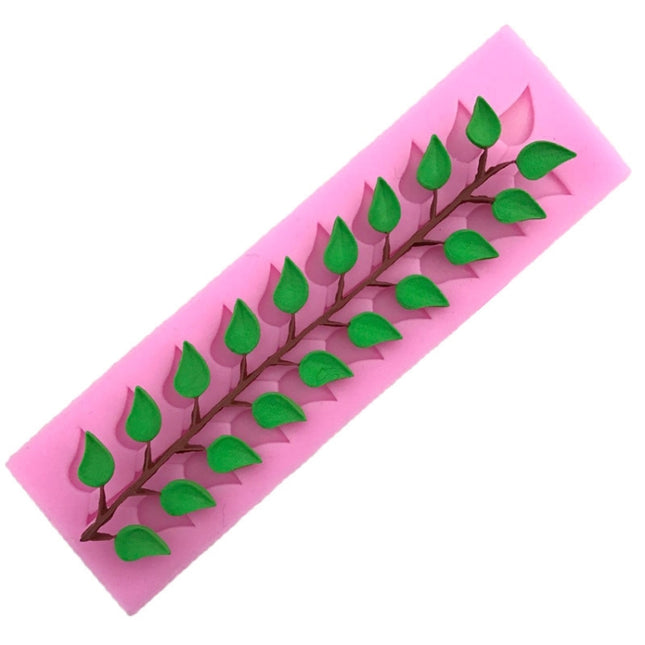 Long Strip Lace Tree Leaf  Fondant Silicone Mold