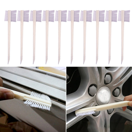 10 PCS Car Head Engine Brush Double-Sided Groove Brush, 10 PCS White