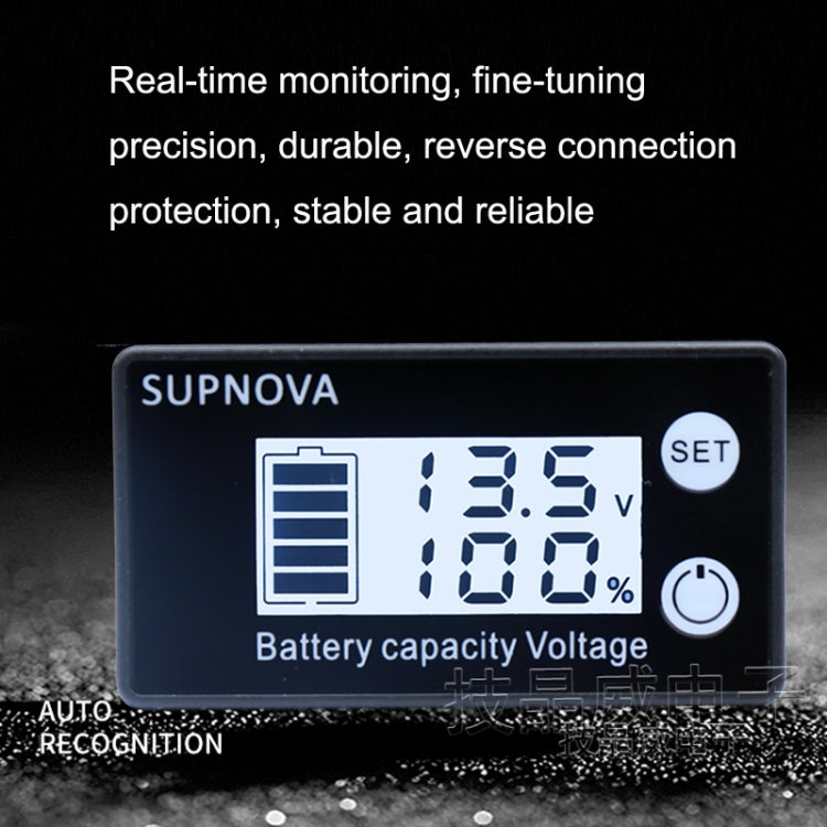 SUPNOVA LCD Two-wire Voltage and Electricity Meter DC Digital Display Voltmeter, Blue