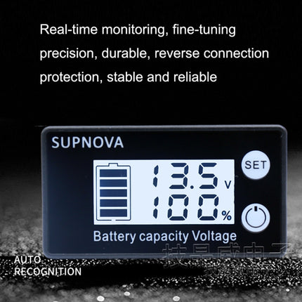 SUPNOVA LCD Two-wire Voltage and Electricity Meter DC Digital Display Voltmeter, Blue