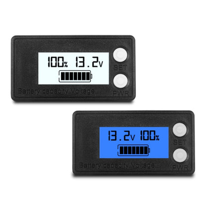 Waterproof LCD Two-wire Lead-acid Lithium Battery Digital Display Voltage Meter, 8-100V (White), 8-100V (Blue), 8-72V (White), 8-72V (Blue)