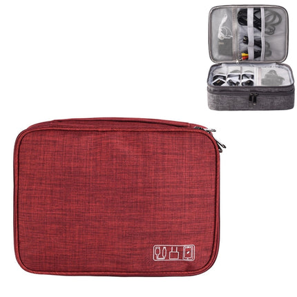 5 Inch Multifunctional Electronic Digital Earphone Power Cord Storage Bag, Purple, Black, Wine Red, Dark Gray, Green, Lake Blue