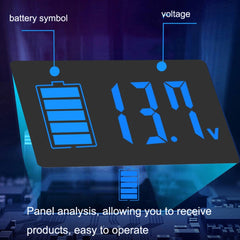 Two-Line Digital Display DC Voltmeter Lead-Acid Lithium Battery Charge Meter, Color:, Red, Green, Blue, White, Red+Temperature, Green+Temperature, Blue+Temperature, White+Temperature