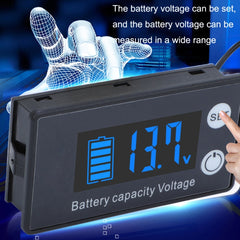 Two-Line Digital Display DC Voltmeter Lead-Acid Lithium Battery Charge Meter, Color:, Red, Green, Blue, White, Red+Temperature, Green+Temperature, Blue+Temperature, White+Temperature