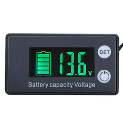 Two-Line Digital Display DC Voltmeter Lead-Acid Lithium Battery Charge Meter, Color:, Red, Green, Blue, White, Red+Temperature, Green+Temperature, Blue+Temperature, White+Temperature