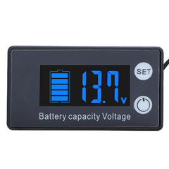 Two-Line Digital Display DC Voltmeter Lead-Acid Lithium Battery Charge Meter, Color:, Red, Green, Blue, White, Red+Temperature, Green+Temperature, Blue+Temperature, White+Temperature