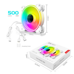 COOLMOON 12cm Infinity Lens Computer Cooling Fan PWM ARGB Chassis Cooling Fan, WF1 (White), WF1 (Black)