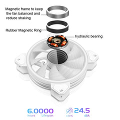 COOLMOON 12cm Infinity Lens Computer Cooling Fan PWM ARGB Chassis Cooling Fan, WF1 (White), WF1 (Black)