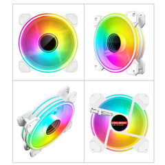 COOLMOON 12cm Infinity Lens Computer Cooling Fan PWM ARGB Chassis Cooling Fan, WF1 (White), WF1 (Black)