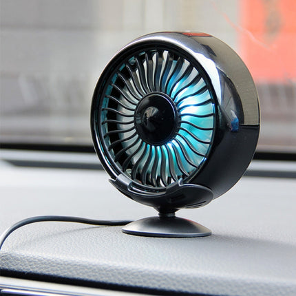 F102 Vehicle Dashboard Multi-function USB Colorful Lights Fan, Black, Silver