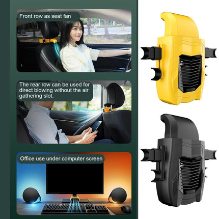 F415 Car Multifunctional Seat Back USB Fan, Black, Yellow