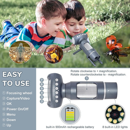 Children Camera Microscope USB Electronic Microscope Digital Magnifying Glass, Children Camera Pink, Children Camera Silver Gray