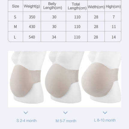 Memory Foam Pregnant Women Props Lightweight Breathable Simulation Fake Belly, S, M, L