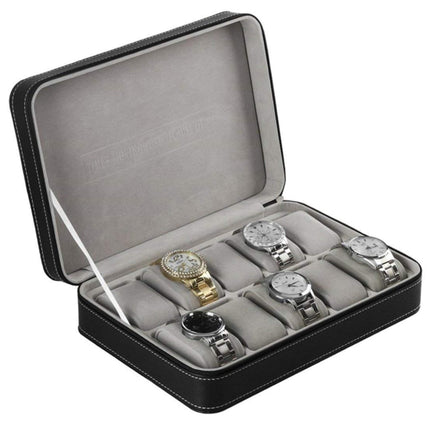 10 Bit Zipper Watch Box Storage Display Box PU Zipper Bag Watch Box, 10 Bit