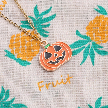 2 Sets Halloween Ghost Pumpkin Pendant Necklace Ears Personality Jewelry, Pumpkin