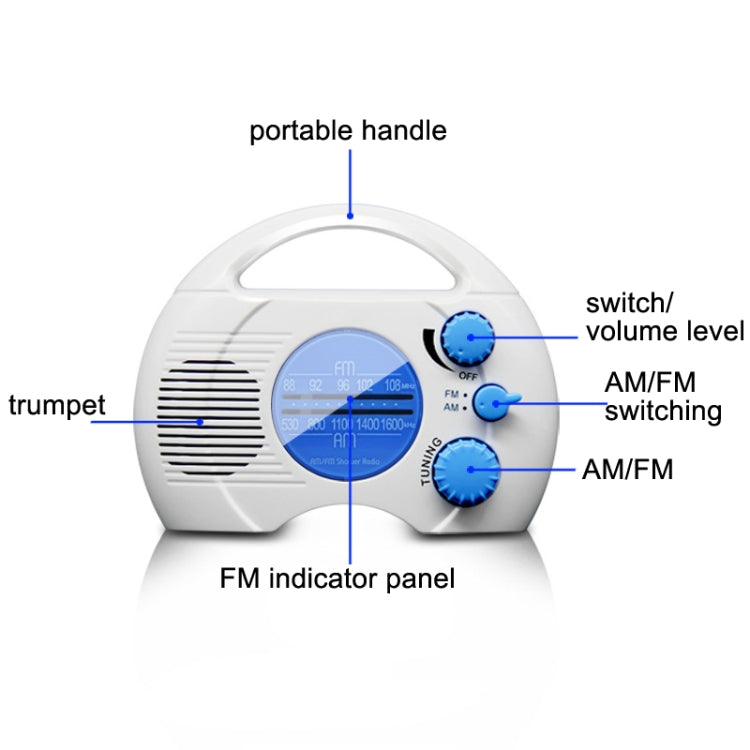 SY-910 AM/FM Two Waves Radio IPX4 Waterproof Portable Radio, SY-910