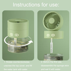 OM008 Desktop Foldable Spray Humidification Mini USB Water Cooling Fan, OM008 Mousse Green