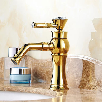 All Bronze Bathroom Basin Hot And Cold Water Faucet, Style: