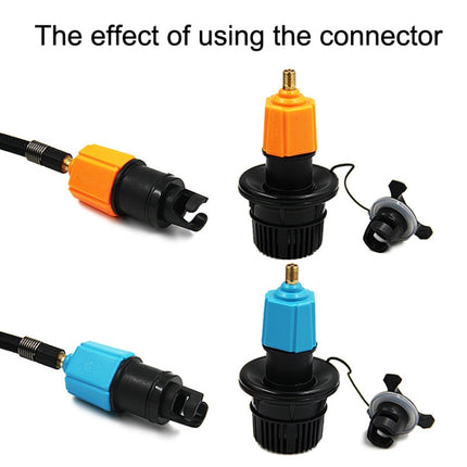 For Paddle Kayak Surfboard Valve Adapter Car Pump Conversion Head, Orange, Blue