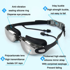 HAIZID HD Anti-fog Waterproof Myopia Swimming Goggles, Optical Black, Optical Blue, Optical Pink, Optical Gray, Plating Black, Plating Gray, Plating Blue, Plating Pink, Myopia 150 Degrees, Myopia 200 Degrees, Myopia 250 Degrees, Myopia 300 Degrees�����...