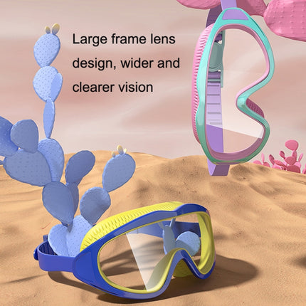 Anti-fog Children Swimming Goggles Comfortable Large Frame Diving Glasses, Macaron, Flush Tide Blue, Pumpkin Orange, Milk White, Ice Lake Blue, Pink Blue